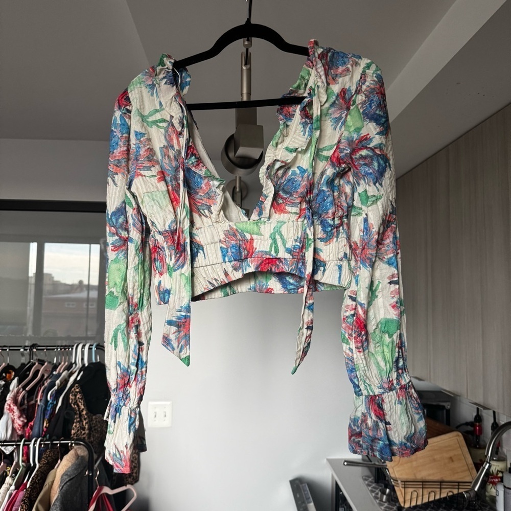 Anthropologie Floral Banded Blouse Size XS - Picture 9 of 15